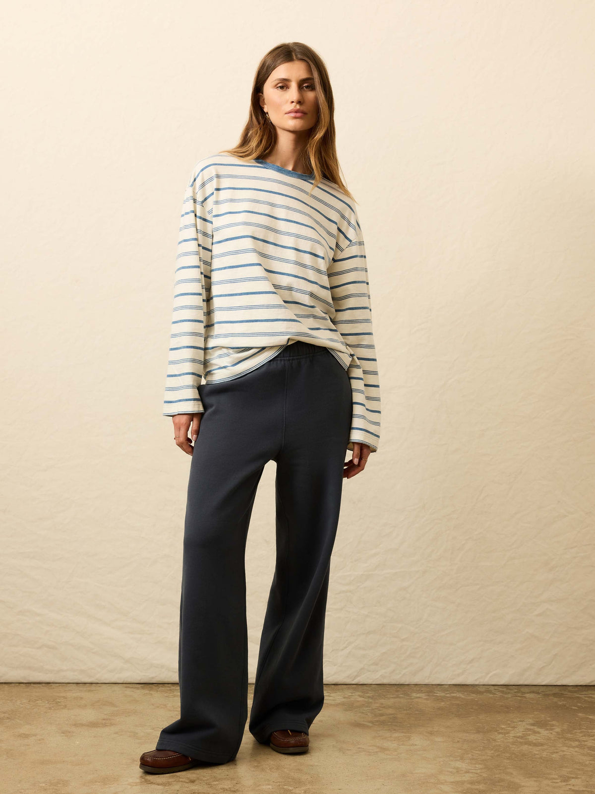 High Standard Fleece Wide Leg Sweatpant - Blue Nights