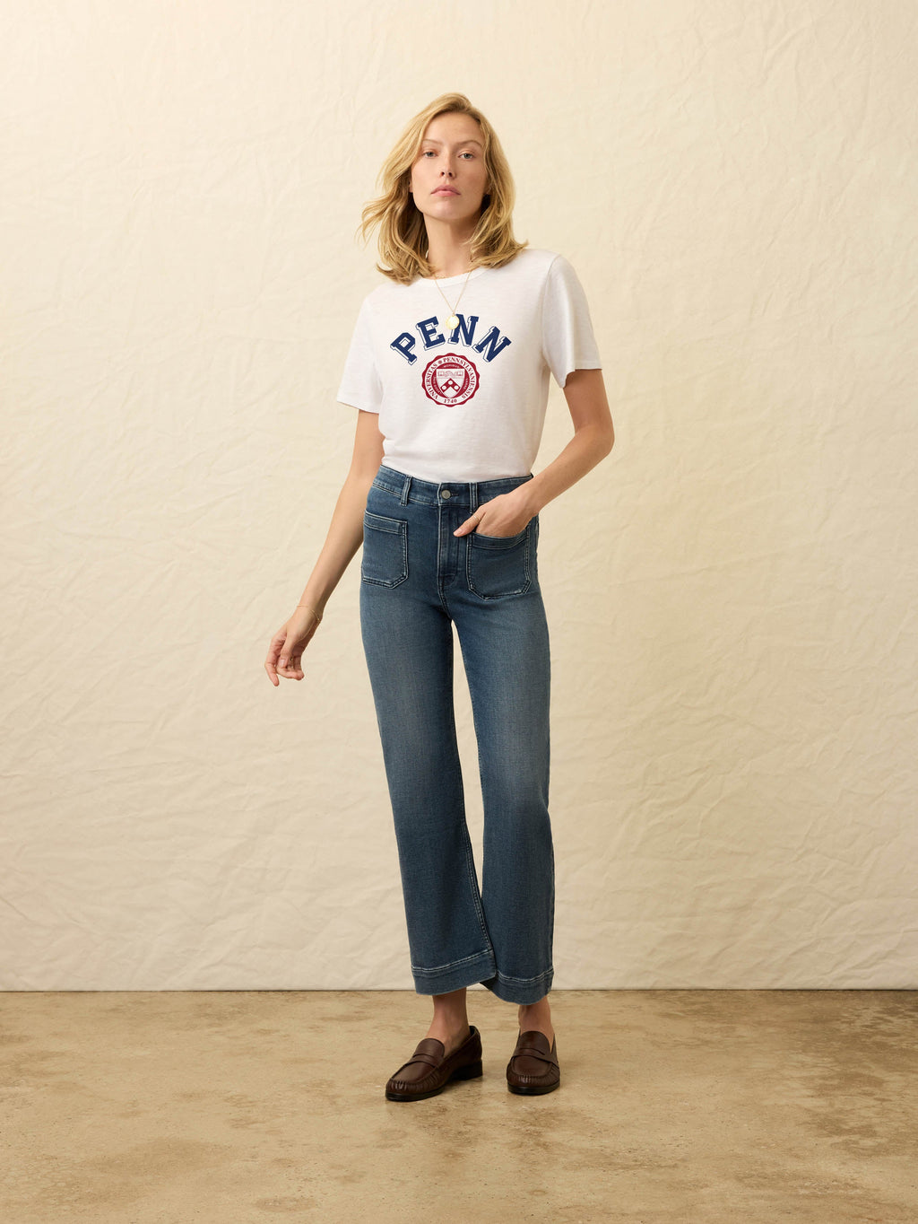 University of Pennsylvania Sunwashed Essential Tee - White
