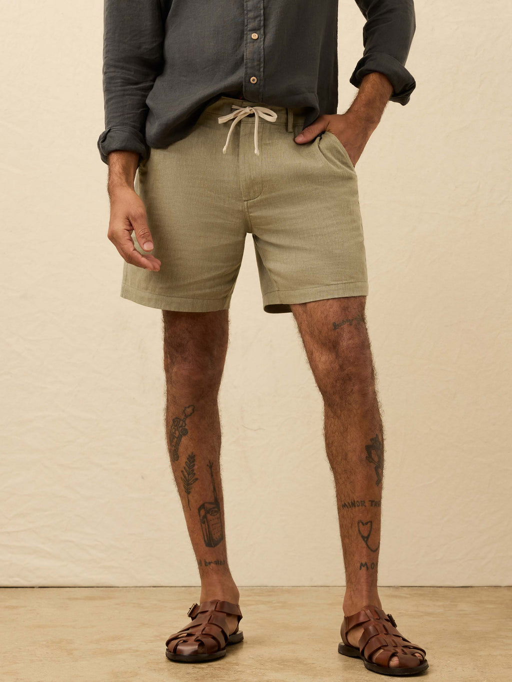 Movement™ Linen Drawstring Short - Sage Cliff