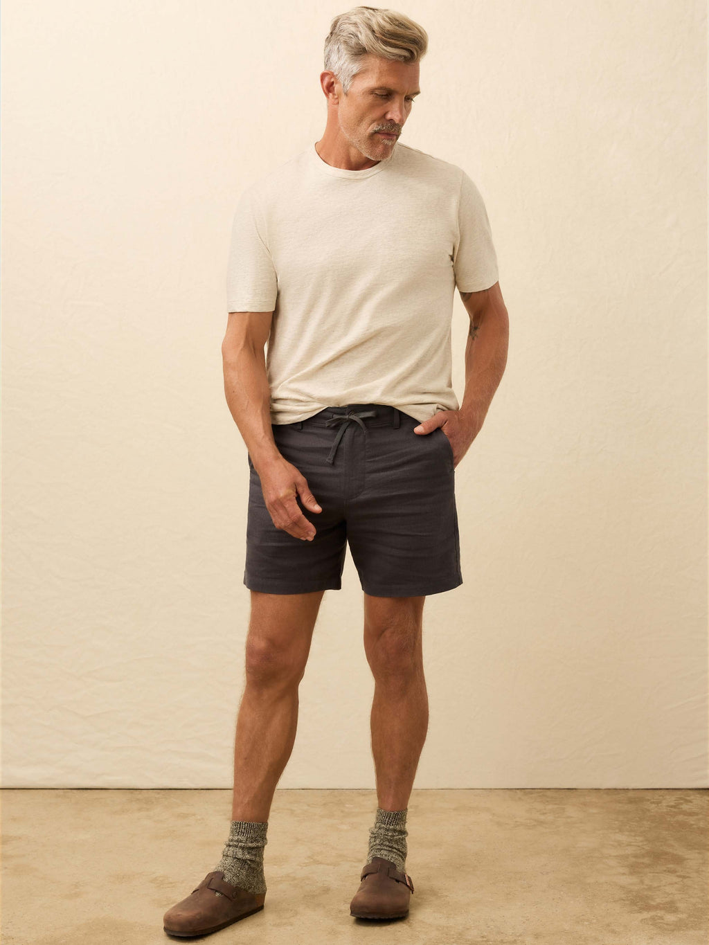Movement™ Linen Drawstring Short - Washed Black