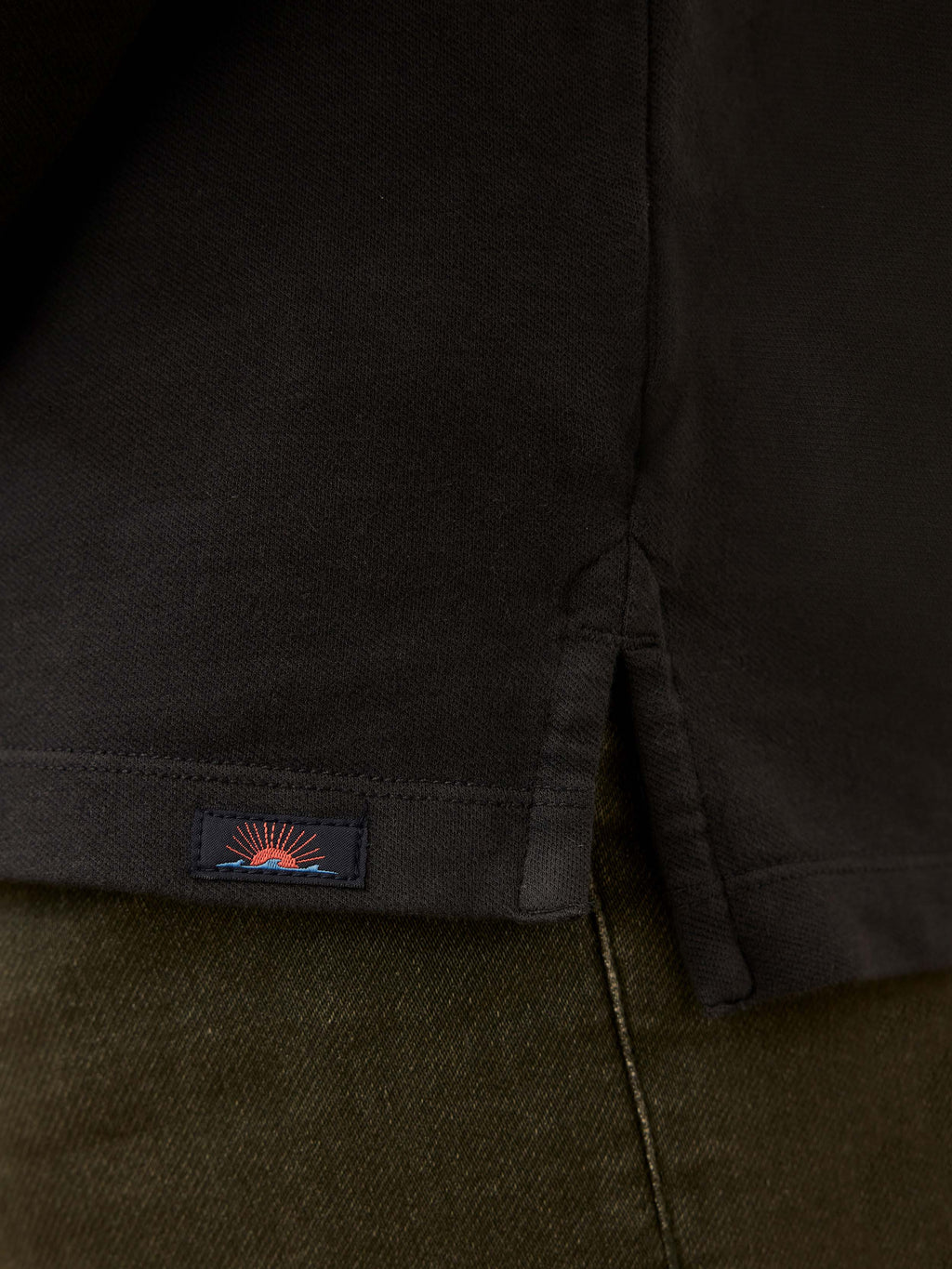 Long-Sleeve Twill Knit Polo - Washed Charcoal