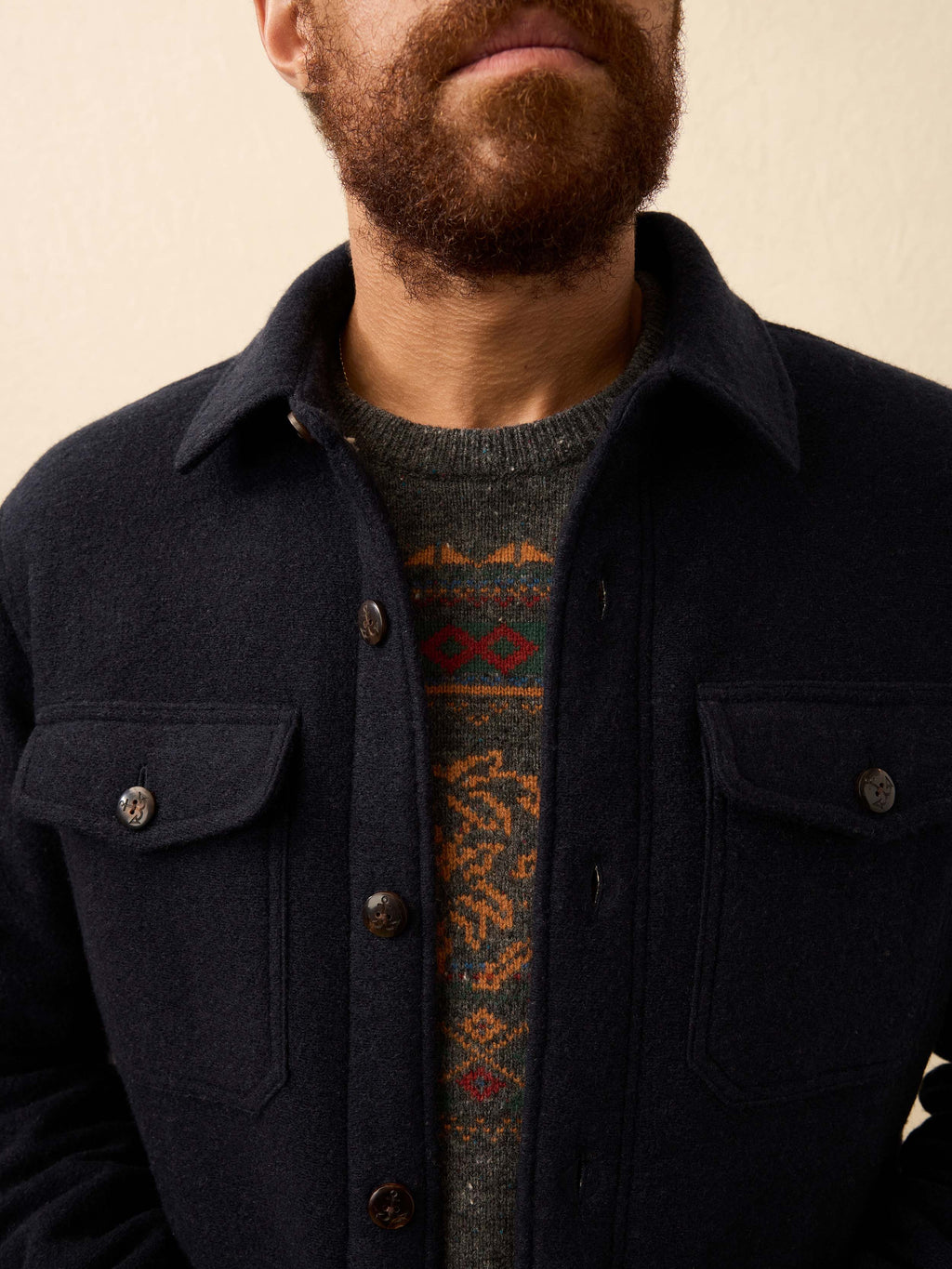 Range Fleece Lined Cpo - Navy Shadow Twill
