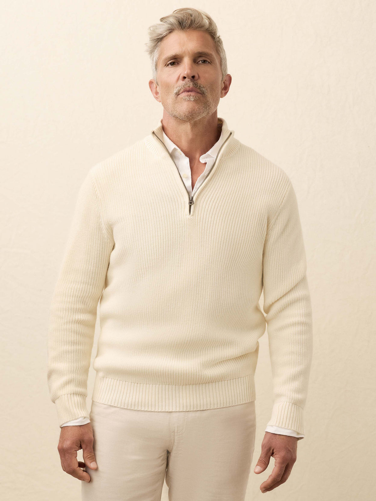 Sunwashed Quarter Zip Sweater - White Shell