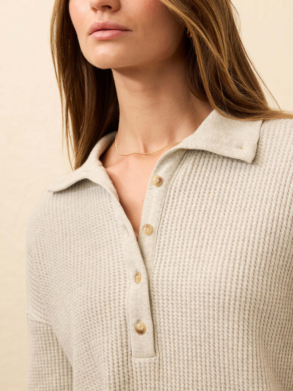 Apres Waffle Henley - Light Grey Heather