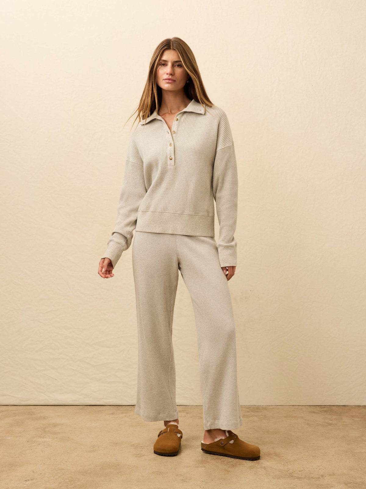 Apres Waffle Henley - Light Grey Heather