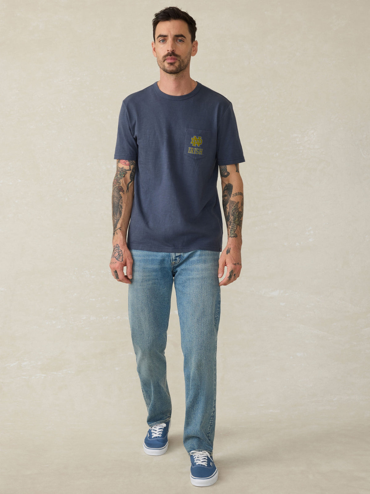 Notre Dame Sunwashed Pocket Tee - Dune Navy