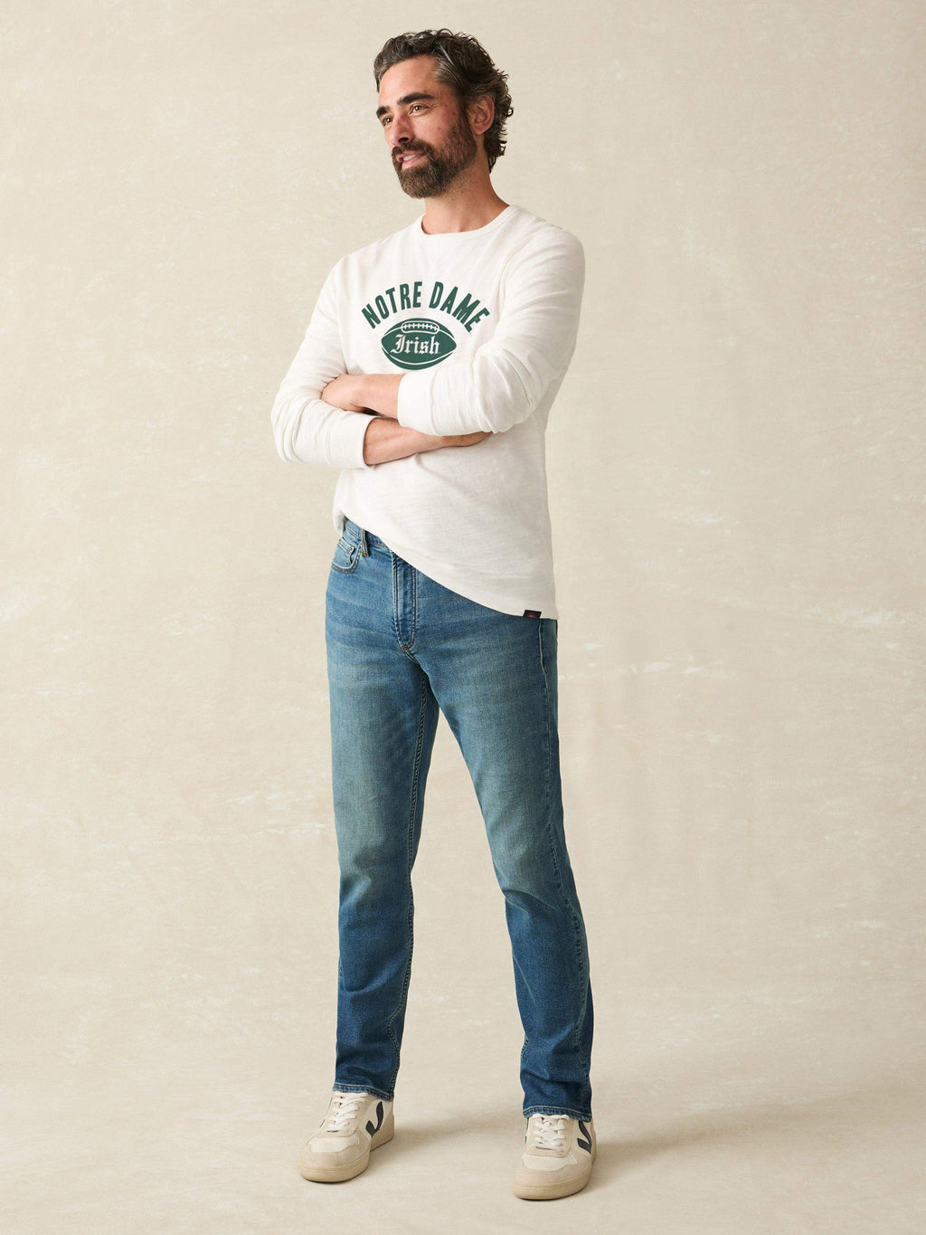 Notre Dame Sunwashed Organic Crew - White