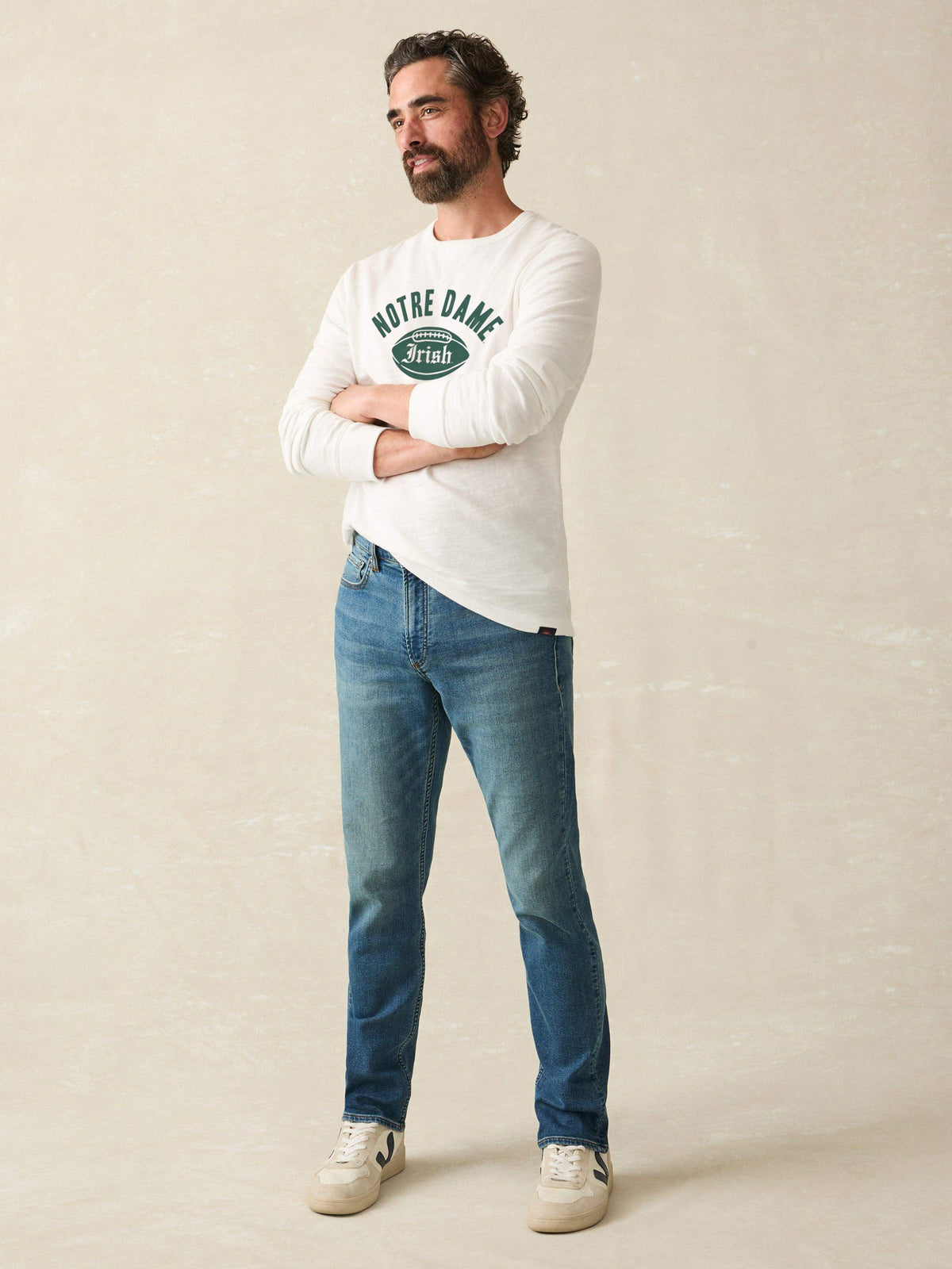 Notre Dame Sunwashed Organic Crew - White
