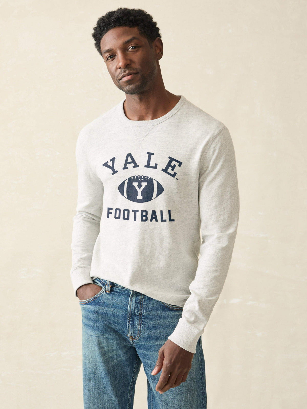 Yale Sunwashed Organic Crew - Light Grey Heather