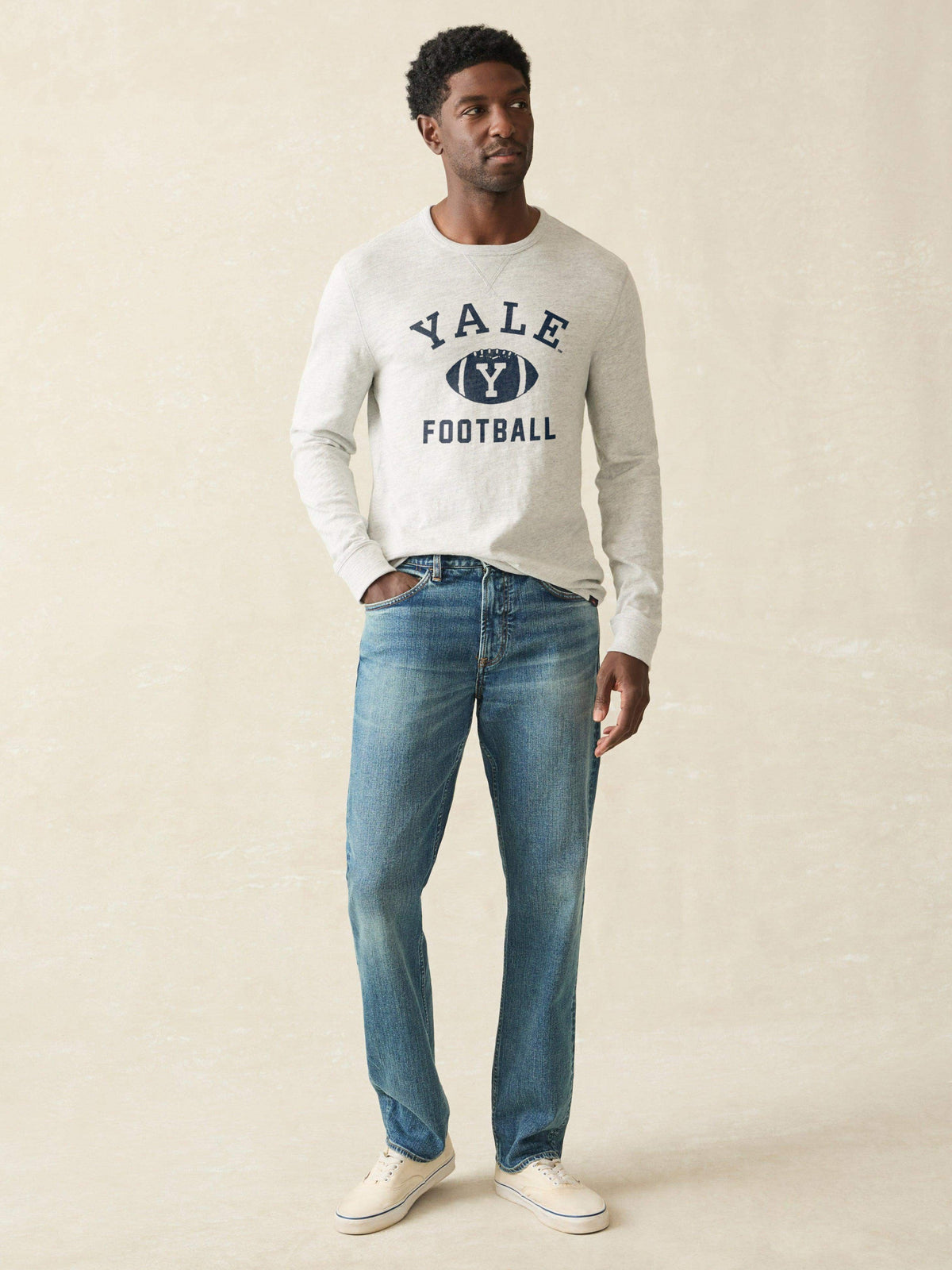 Yale Sunwashed Organic Crew - Light Grey Heather