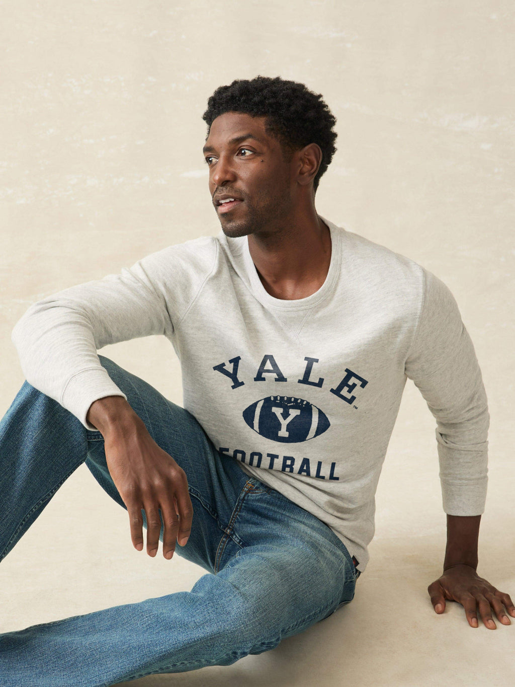 Yale Sunwashed Organic Crew - Light Grey Heather