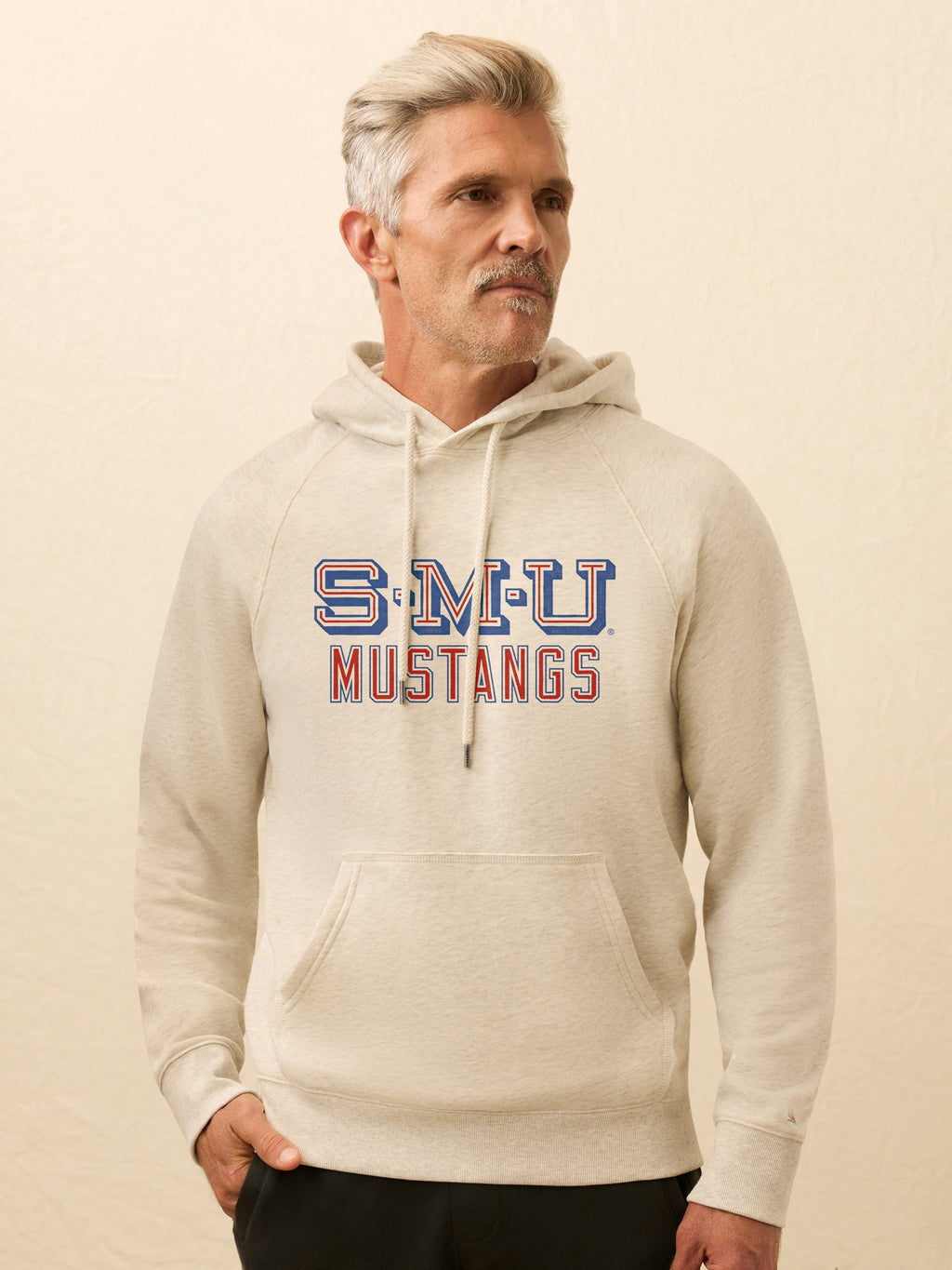 Southern Methodist University High Standard Fleece Hoodie - Antique Ivory Heather
