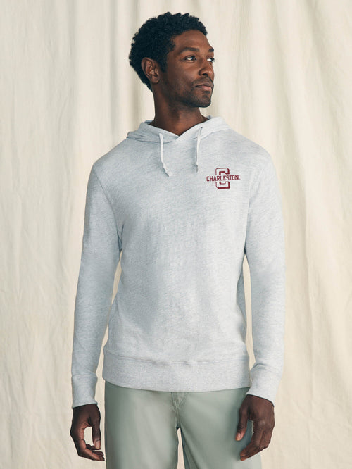College of Charleston Sunwashed Slub Hoodie - Light Heather Grey