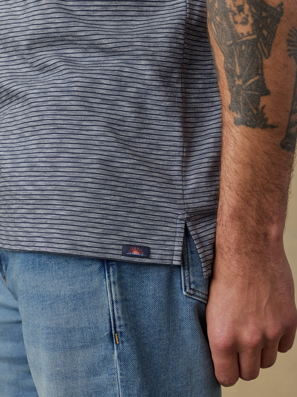 Sunwashed T-Shirt Polo - Dune Stripe Navy
