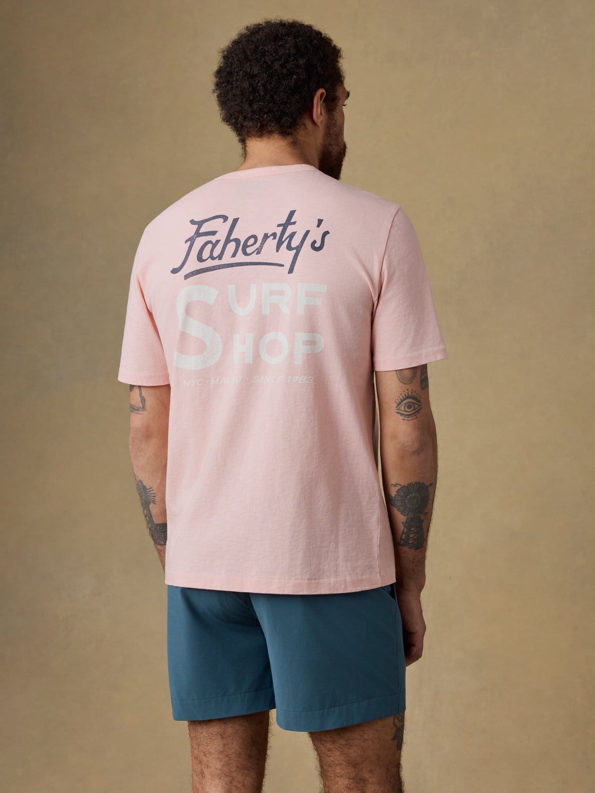 Surf Shop Sunwashed Regenerative Pocket Tee - Pink Sand