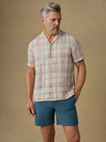 Short-Sleeve Palma Linen Camp Shirt - Mauve Sand Plaid