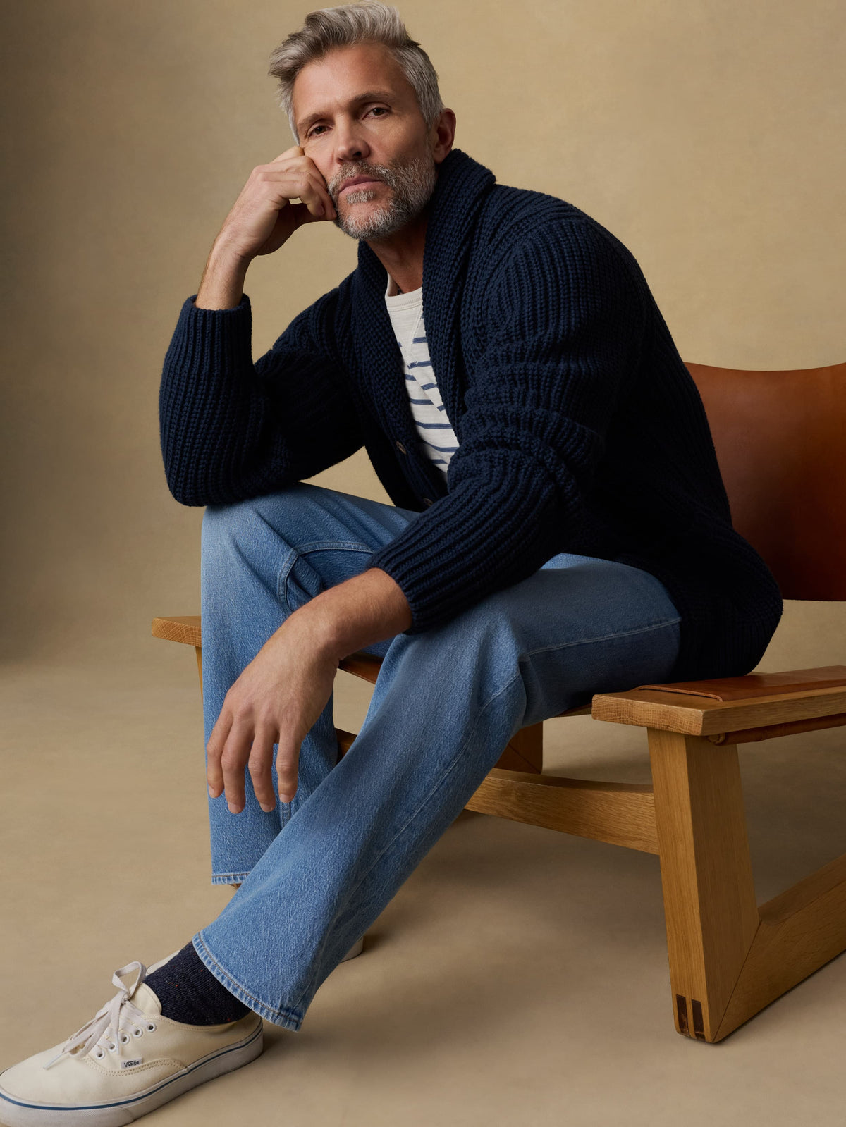 Pima Cotton Cardigan - Playa Navy