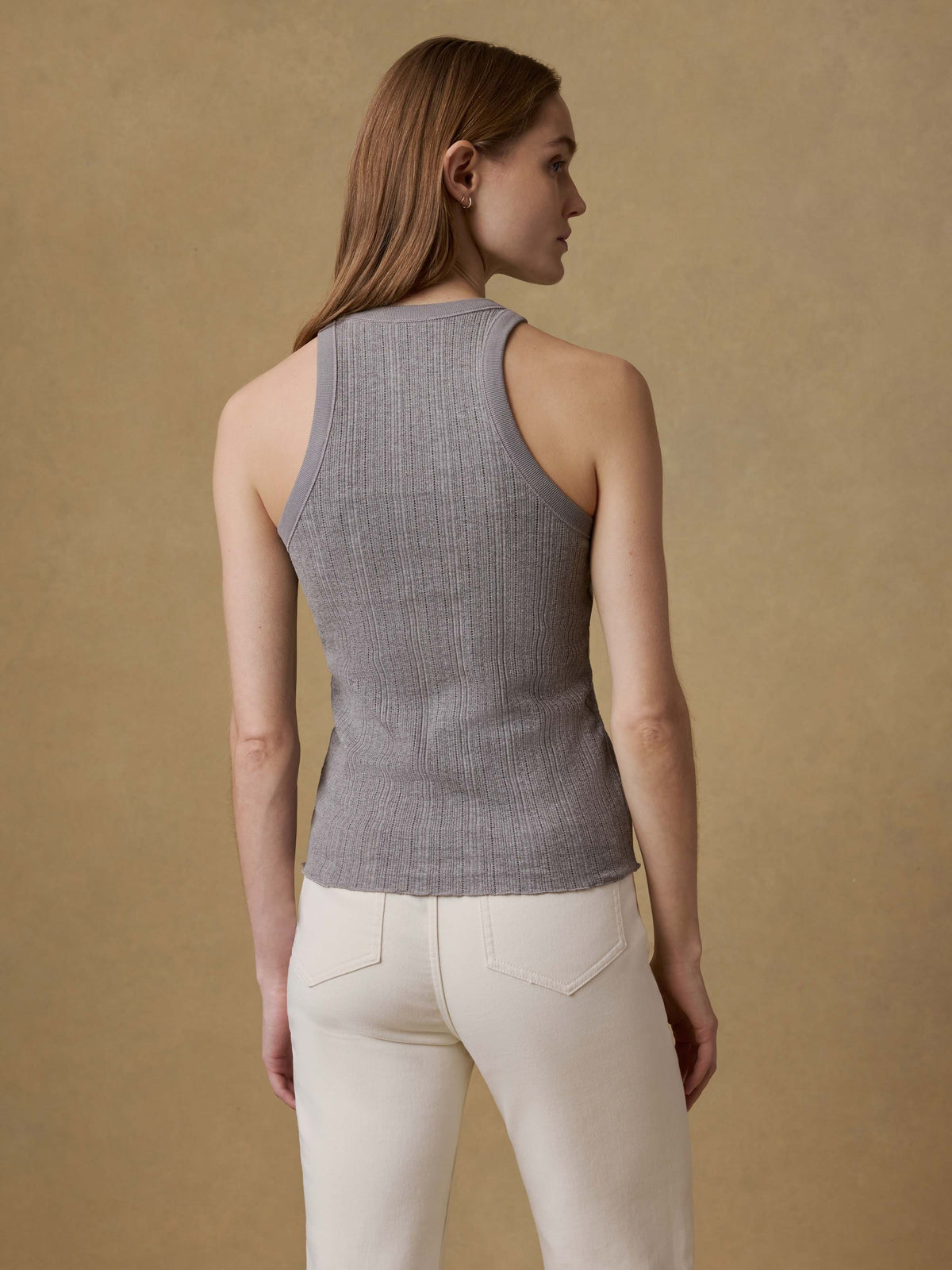 Paradise Pointelle Tank - Medium Grey Heather