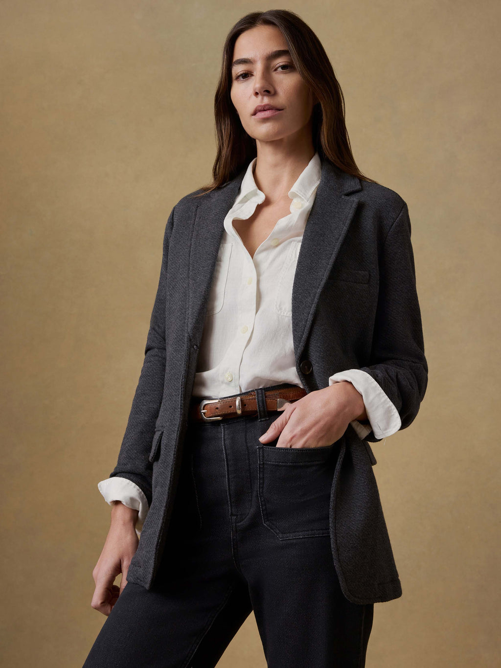 Inlet Knit Blazer - Black Sky Melange