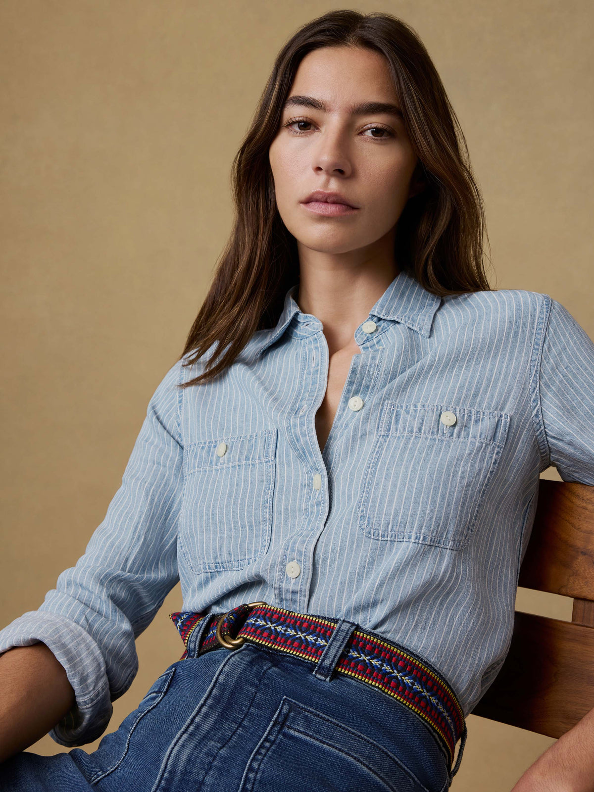 Tried & True Chambray Classic Shirt - Bluewater Stripe Wash