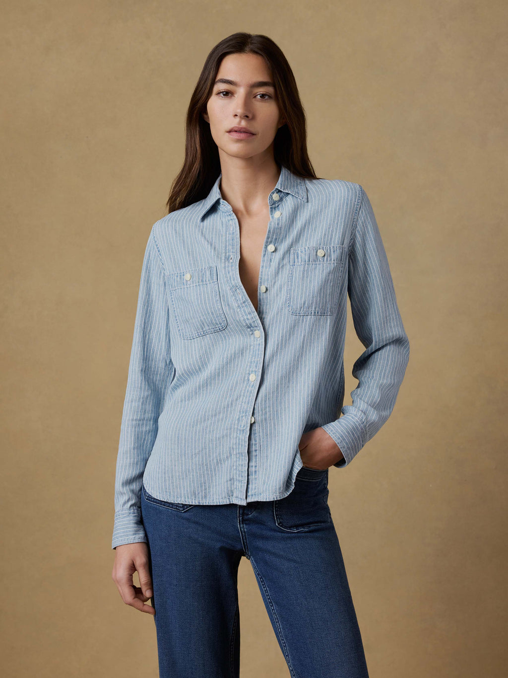 Tried & True Chambray Classic Shirt - Bluewater Stripe Wash