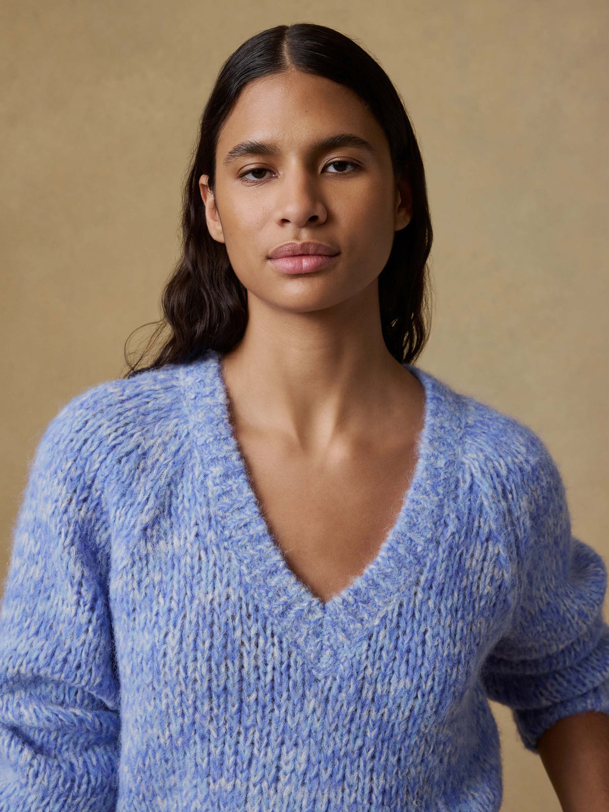 Apres Alpaca V Neck Pullover - Saltwater Blue