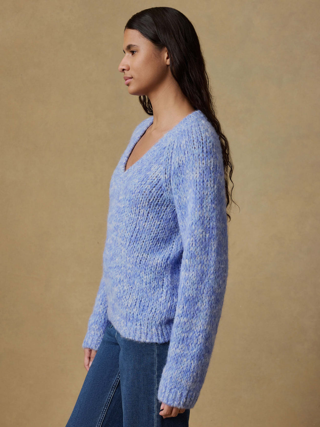 Apres Alpaca V Neck Pullover - Saltwater Blue
