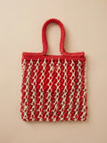 Sunwashed Macrame Tote - Poppy Red